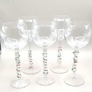 Christmas Balloon Wine Glasses by Lenox with Beaded Decor, Set of 5